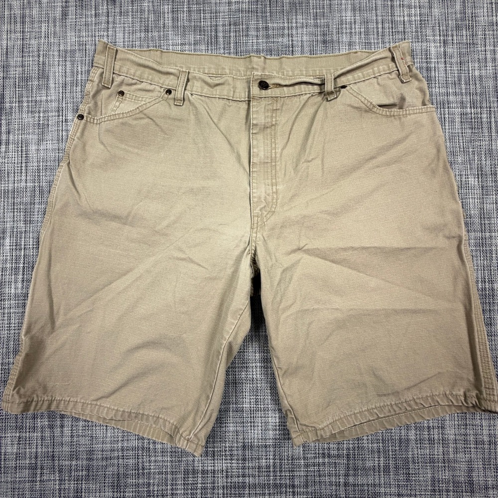 Dickies Men's Carpenter Shorts Khaki Size 40 Cotton Ripstop Relaxed Fit Utility